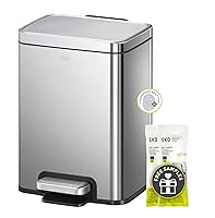 Vista 1 de EKO Madison - Basurero de baño de 6 litros/1.6 galones con tapa y cesta interior extraíble, cubo de basura rectangular de acero inoxidable cepillado
