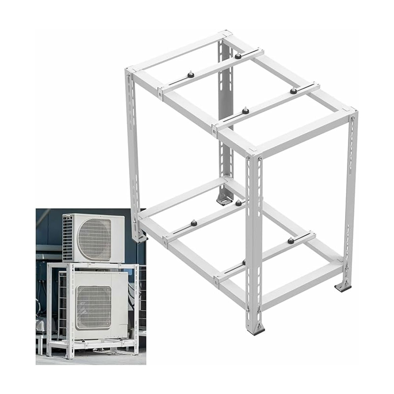 Staffa Mensola Regolabile Condizionatore Climatizzatore Unità Esterna, Mensole Acciaio Zincato, Include Sistema di Fissaggio SX e Piedini Antivibranti（Size：90x90x50cm）