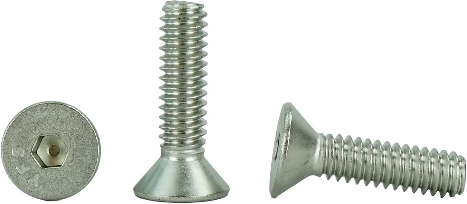Stainless 1/4-20 x 1 (1/2" to 3" Available) Socket Flat Head Screws, Full Thread, Hex Drive, Stainless Steel 18-8, Coarse Thread (1/4-20 x 1)