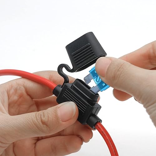 Miniatura 2 de Portafusibles ATCATO, 5 paquetes de portafusibles de hoja automotriz en línea con 24 fusibles estándar para automóvil, 1A, 2A, 3A, 4A, 5A, 7.5A,