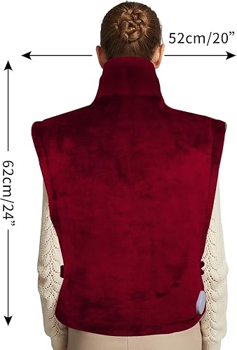 Miniatura 6 de Ruqiji Almohadilla de calefacción de cuello y hombros y espalda de 26 x 35 pulgadas con tecnología de calentamiento rápido y 6 ajustes de