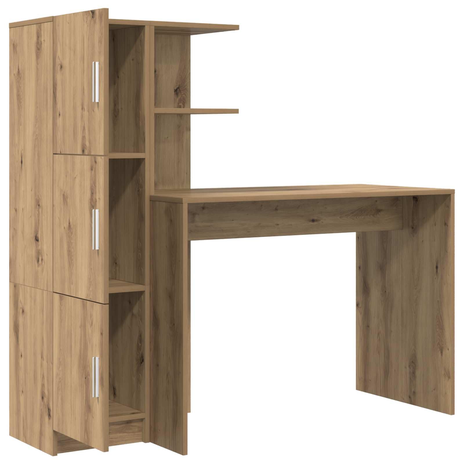 Scrivania in rovere Artisan, 133,5 x 50 x 124 cm, 2 pezzi, tavolo da lavoro per computer, segretario con ripiano, cassetto, scaffale, spazio di archiviazione per casa, studio, ufficio