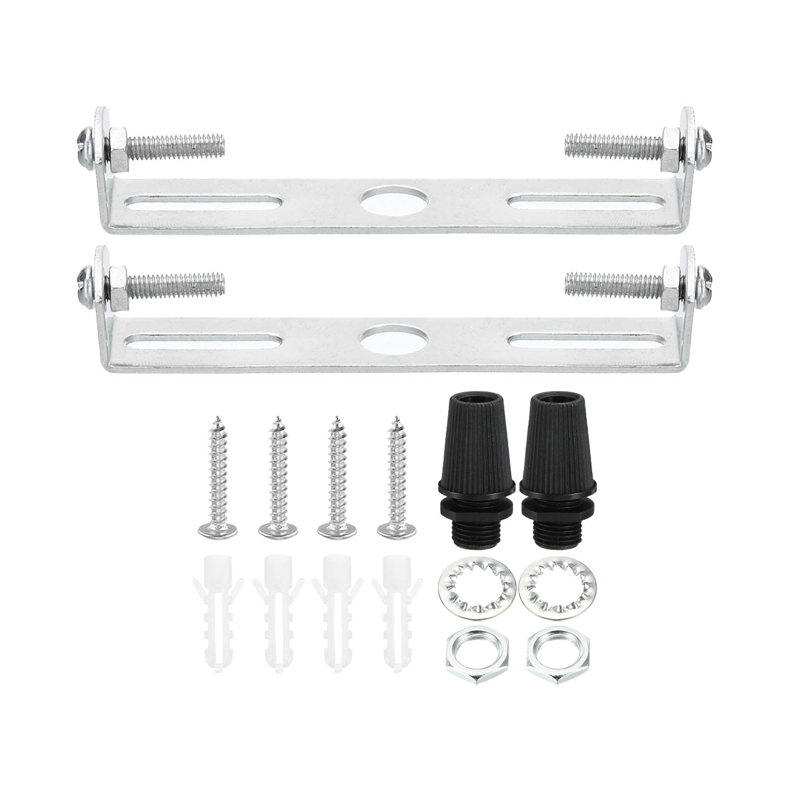 TOP-VIGOR 2Sets Light Fixture Ceiling Bracket, 95mm Ceiling Light Plate Kit, Light Fixture Mounting Bracket Plate Steel Crossbar for Home Office Pendant Wall Light, with Screw Washer Nut