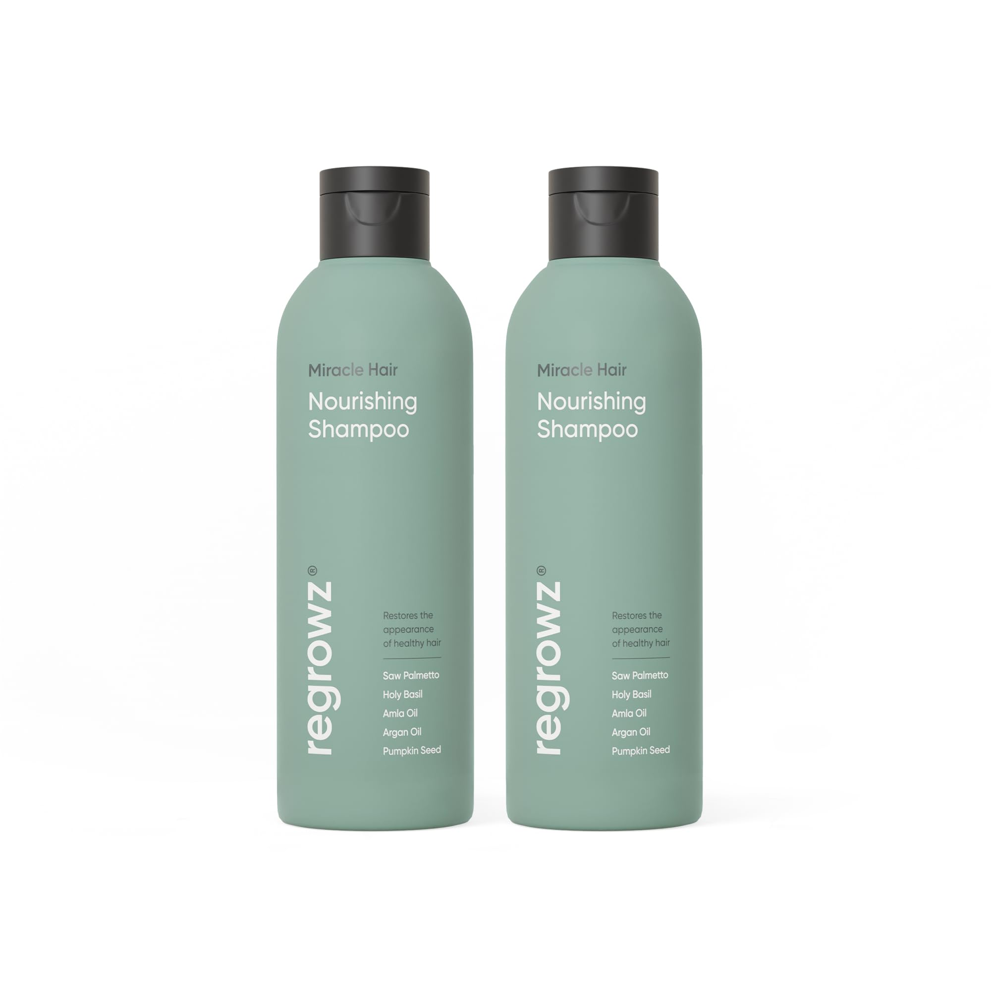 RegrowzNourishing and Hydrating Shampoo for Hair Growth 2 x 225 ml - Revitalise and Hydrate Dry Hair - Enriched with Aloe Vera, Palmetto & Argan Oil - Deeply Nourishes the Scalp and Restores Shine