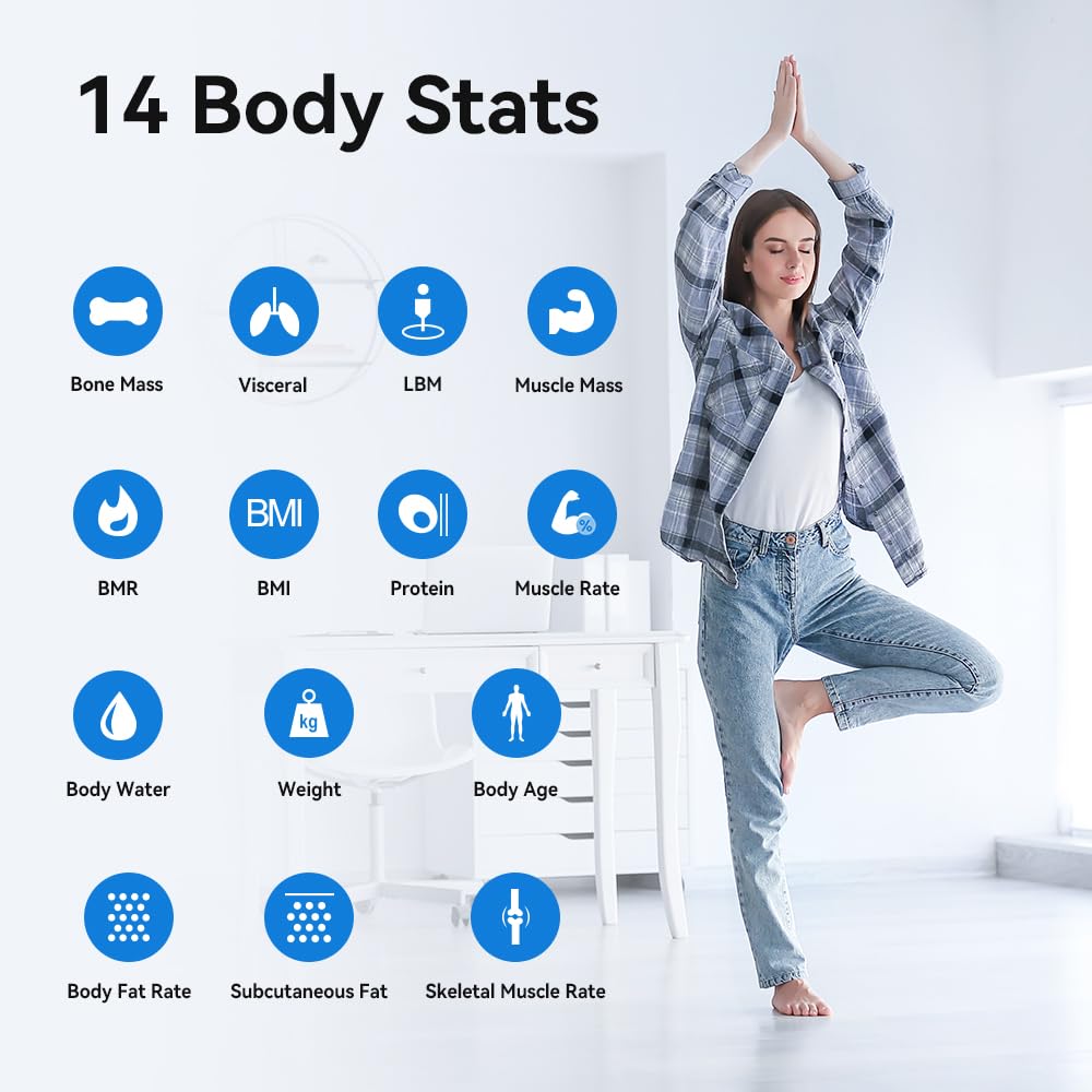 Hoffen HO19 Bluetooth BMI,BMR Weight Machine for Body Weight With 13 Essential Body Parameters | Body Composition | Free Bluetooth Mobile APP | Easy App Sync - 2 Years Warranty (Legender series) - Image 8 thumbnail