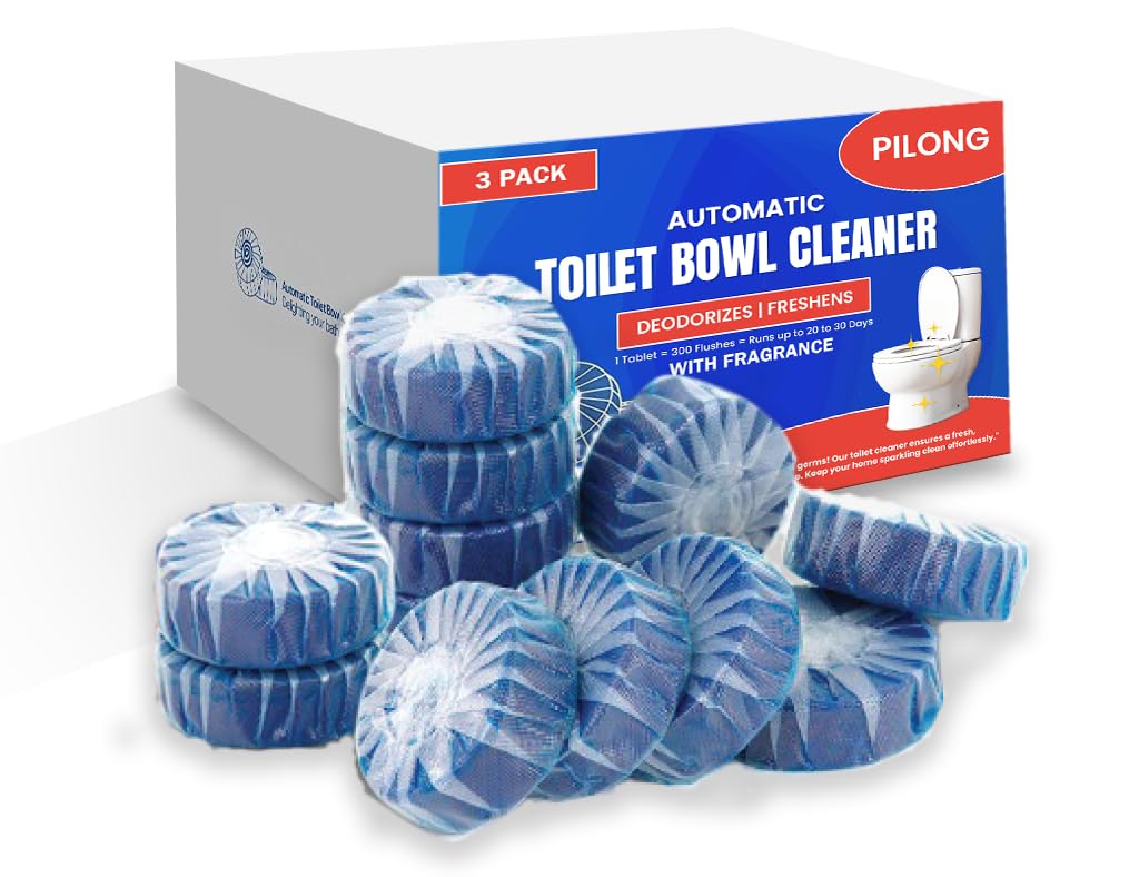 Automatic Toilet Bowl Cleaner Tablets for Descaling & Deodorizing, Septic-Tank Friendly Toilet Bowl Cleaners with Slow - Runs for 300+ Flushes (Pack of 3 Tablets)