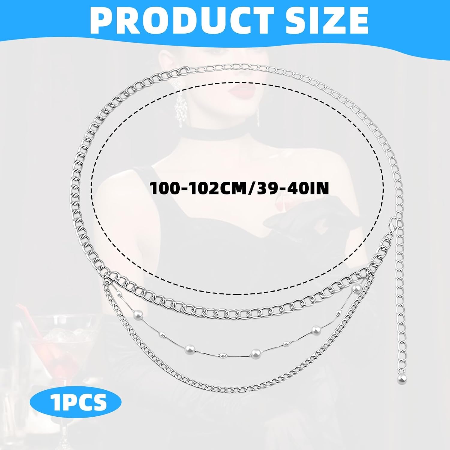 1 Pcs Silver Chain Belt Pearl Waist Chain Belt Adjustable Multi-Layer AdjustableDainty Trendy Jewelry Accessory for Women Casual Party Evening Daily Wear
