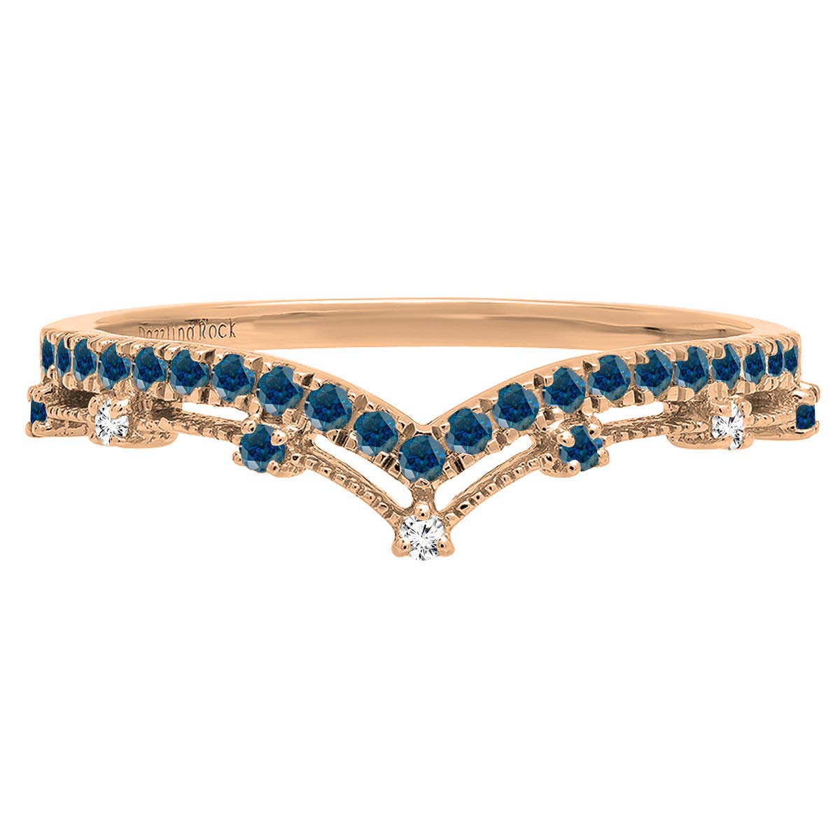 DazzlingRock Collection 10 quilates oro rosa redonda Blue Diamante azul