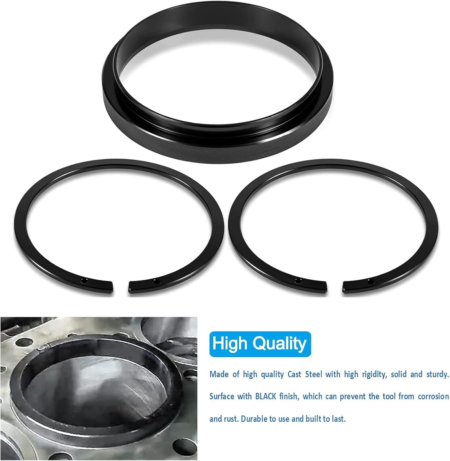 Anti-Polishing Rings & Piston Ring Compressor Adapter Tool Fits for Cummins ISX 5299448 5299447 5299339 Alt Remover & Installer Kit for PT-7040