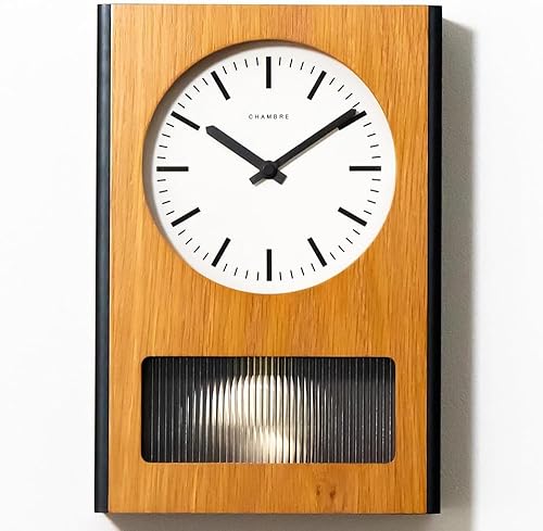 Miniatura 14 de Reloj de pared con péndulo, reloj de escritorio japonés hecho a mano con madera maciza de haya, roble y nogal, sin tictac, funciona con pilas,