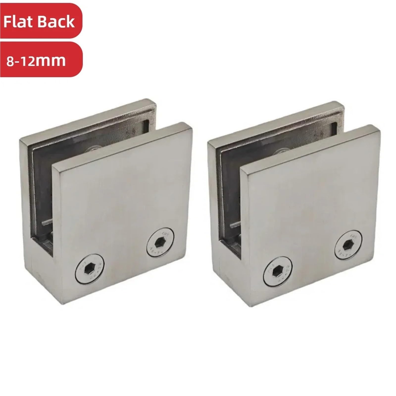 Morsetti per vetro, 4 pezzi, in acciaio inossidabile 316, staffe per vetro, 8-12 mm, resistenti morsetti quadrati per vetro per scale doccia, balaustre, balcone (8 mm, 10 mm, 12 mm)