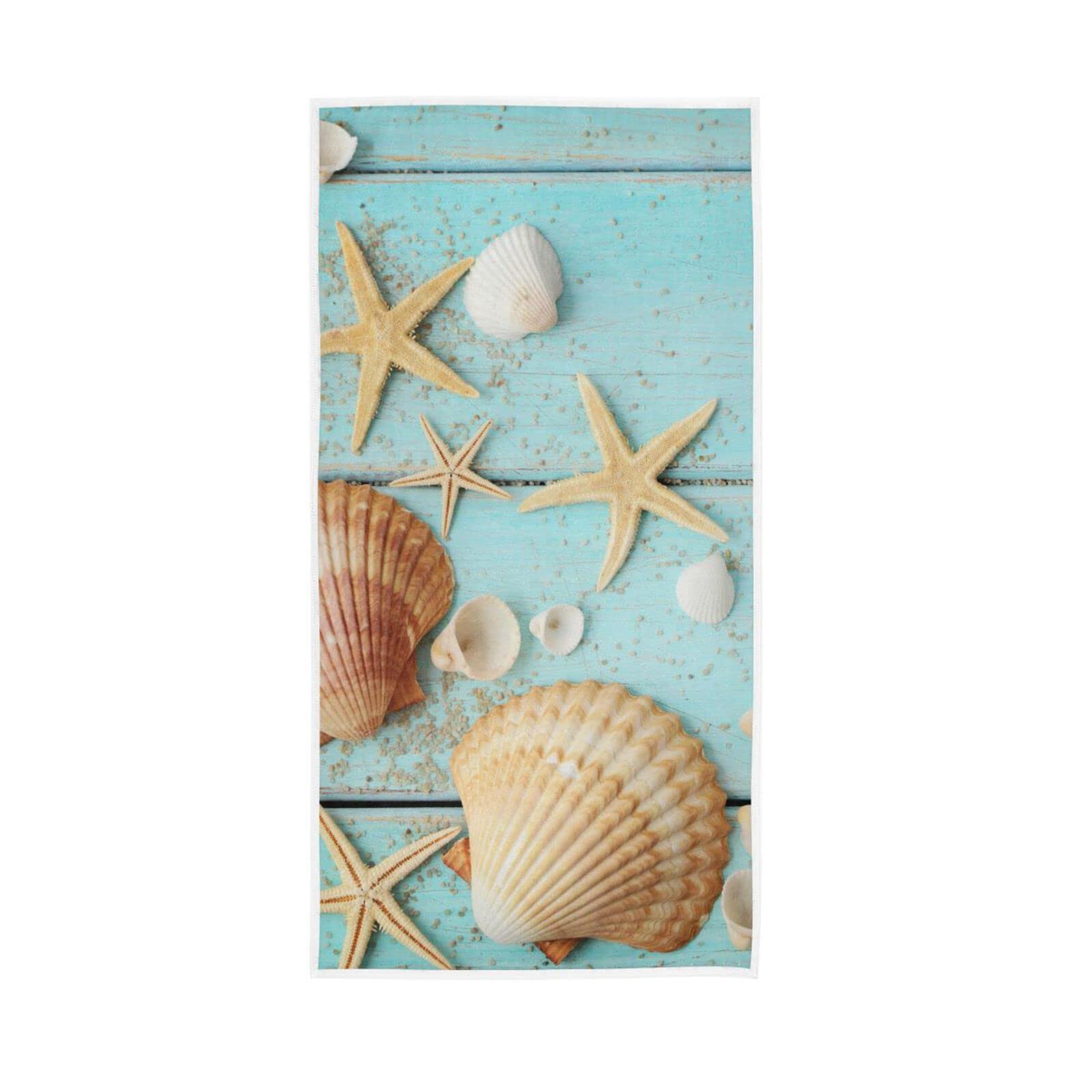 LSRCPD Hand Towels Summer Starfish Shell Decor Fingertip Soft Face Towel Absorbent Bathroom Kitchen Towels