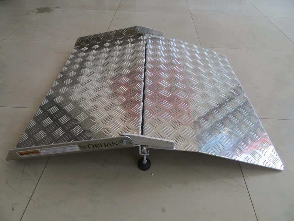 Rampe de Seuil 300kg Rigide pour Fauteuil Roulant Chargement Plateforme Hauteur Variable Réglable Surface Antidérapante Aluminium Anodisé TR87