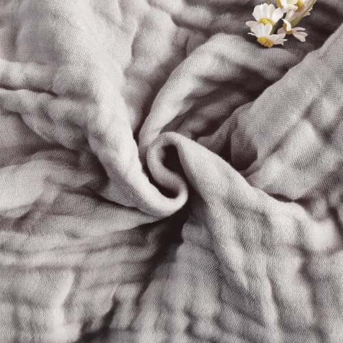 Image of SANACYNA Muslin Blankets 100% Cotton 6-Layer Gauze Gray Grid Bed Blanket Lightweight Soft and Breathable King Blanket for Sofa Couch Bed Coverlet Both Sides (Grey, King 90 inch X 104 inch)