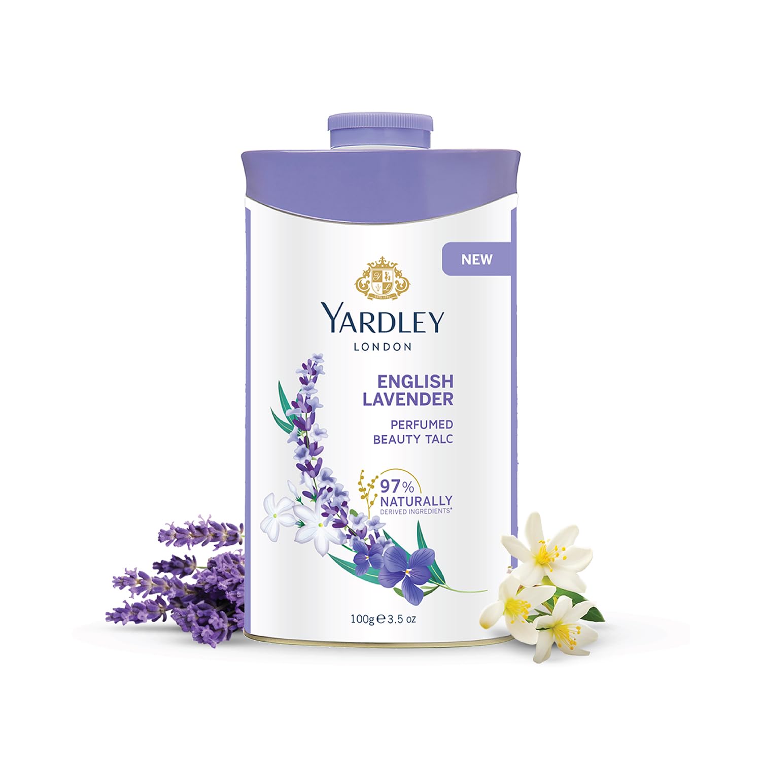 Yardley London English Lavender Perfumed Talc/ Powder for Women with Calcium, Carbonate, Magnisium, Carbonate, Fragrance, Dipropylene Glycol, Calcium, Silicate, Triclosan(Deo Factor), Pack of 1, 100g