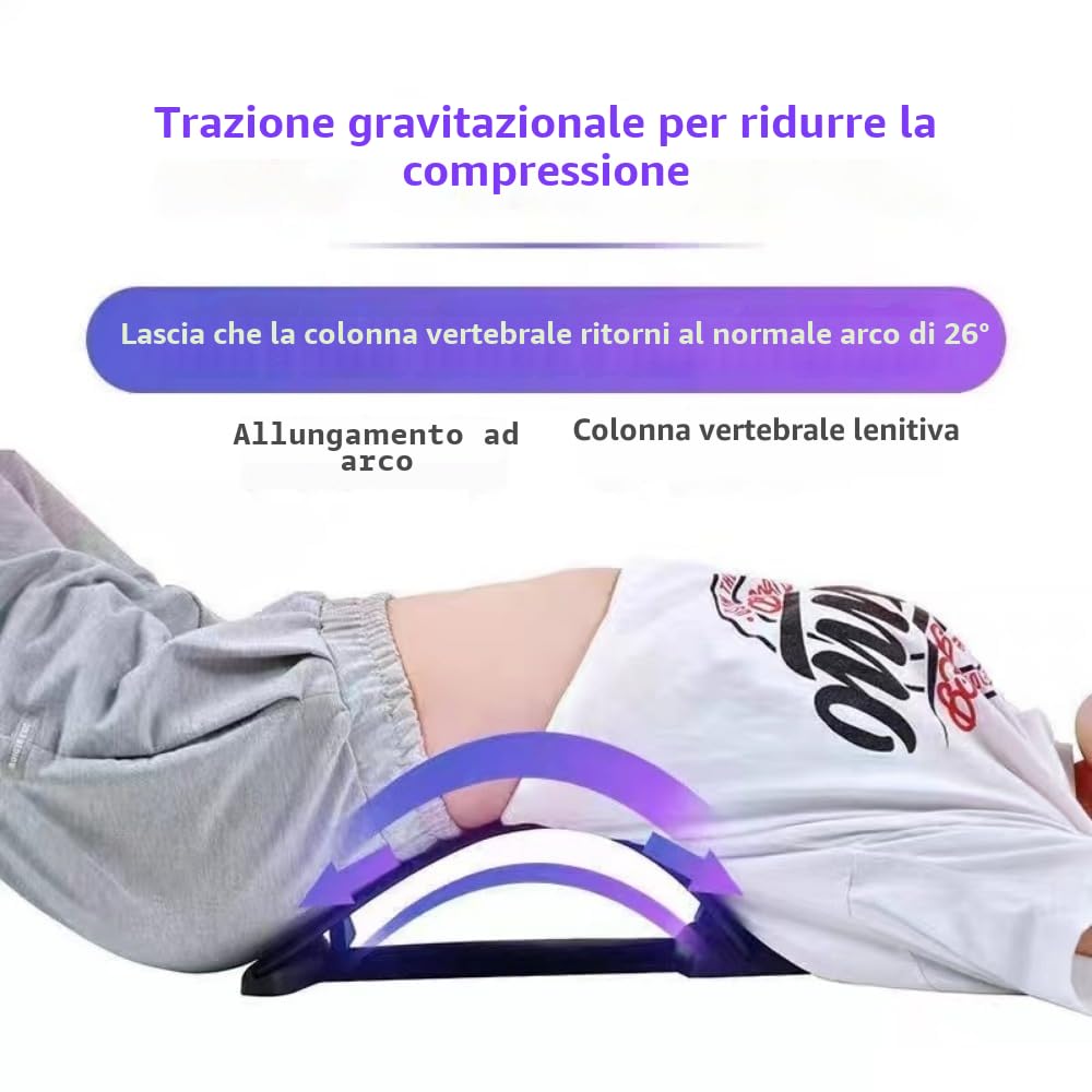 Tavoletta lombare multifunzionale, correttore postura, stiratore e massaggiatore per sollievo cervicale/vertebrale, design portatile con terapia magnetica e punti di digitopressione
