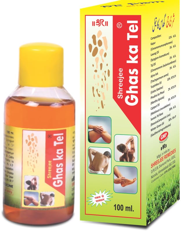 Shreejee Ghas Ka Tel 100ml Ayurvedic Oil for Joint Pain, Muscle Pain, Pain Relief, Muscle Ache Herbal Oil, 100ML-image-3