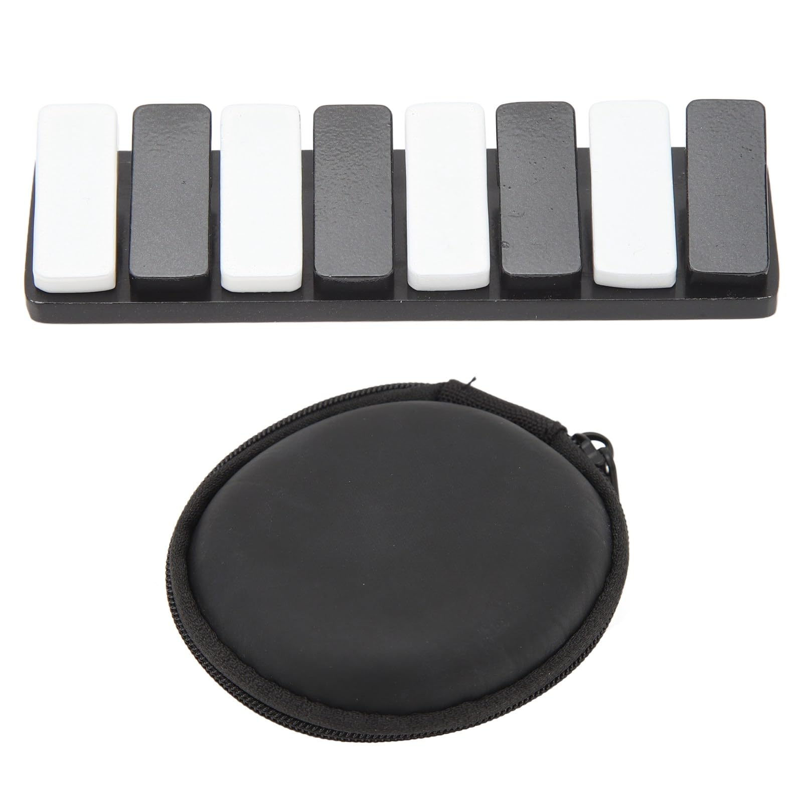 8-Note Piano Key Metal Slider Clicker Toy for Adults ADHD Anxiety Relief, Portable Zinc Alloy Stress Reliever Toy with Sound, Fidget Toy for Office, Travel, School (Black)