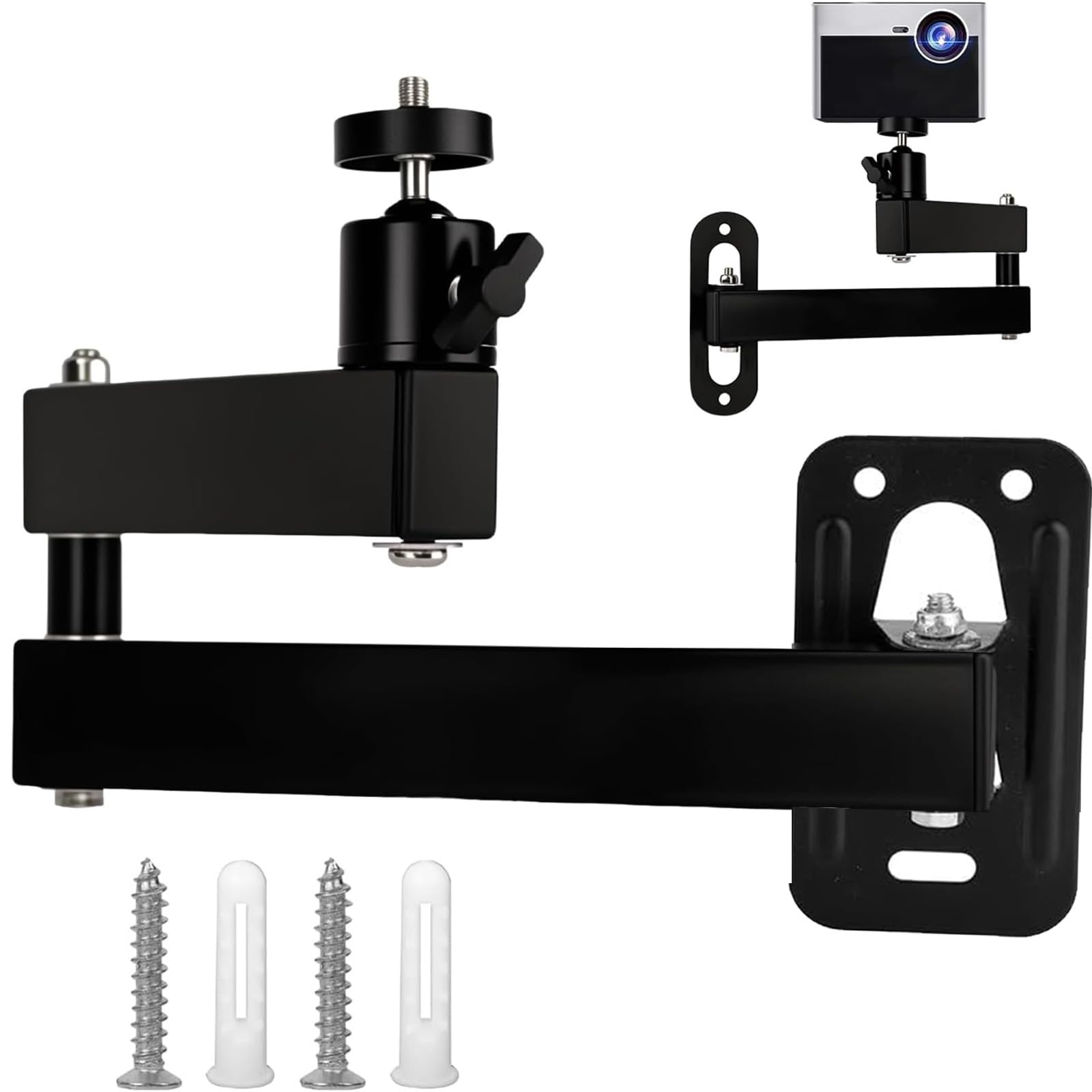Projector Stand Wall Mount, 360 Degree Adjustable Projector Wall Mount, Adjustable Ceiling and Wall Mount Bracket with 35cm Arms for Home Theater, Secure and Stable Installation-image-44