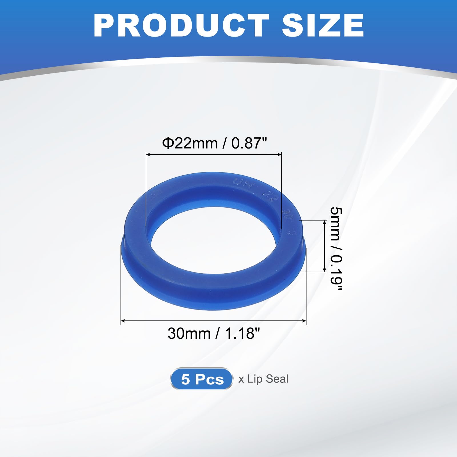 PATIKIL UN Sello de Eje Radial 22mm ID x 30mm OD x 5mm Ancho, 5 Piezas Sello de Aceite de PU para Bombas de Eje