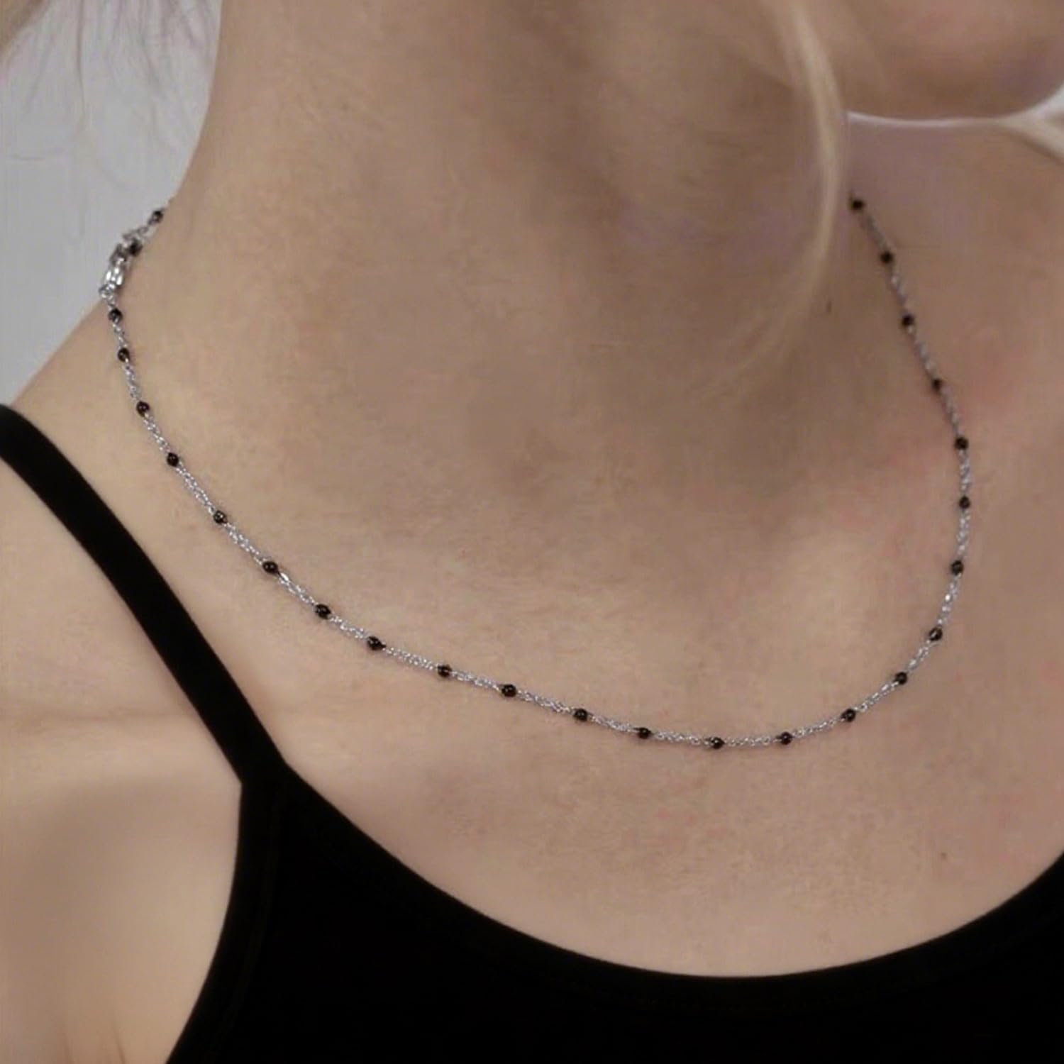 Elegant Boho Beaded Clavicle Chain Necklace for Women by LUXUkisskids, 18K Gold Plated Hypoallergenic 316L Stainless Steel Thin Chain Choker Necklaces, Summer Beach Vacation Jewelry - Image 3