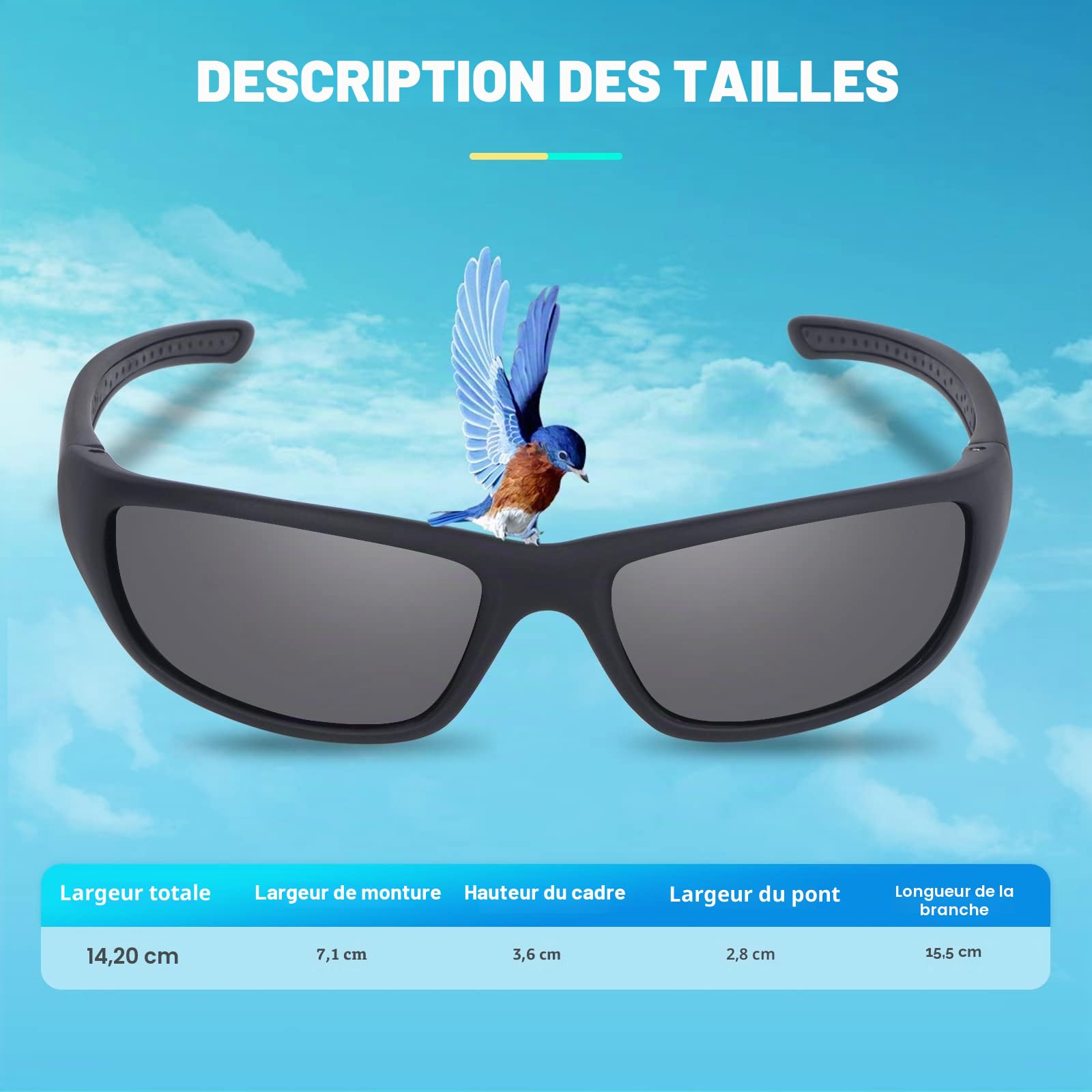 Duduma Lunettes de Soleil Polarisées Sports pour Ski Conduite Golf Course Cyclisme Conception du Cadre Tr8116 Super Léger pour Hommes et Femmes