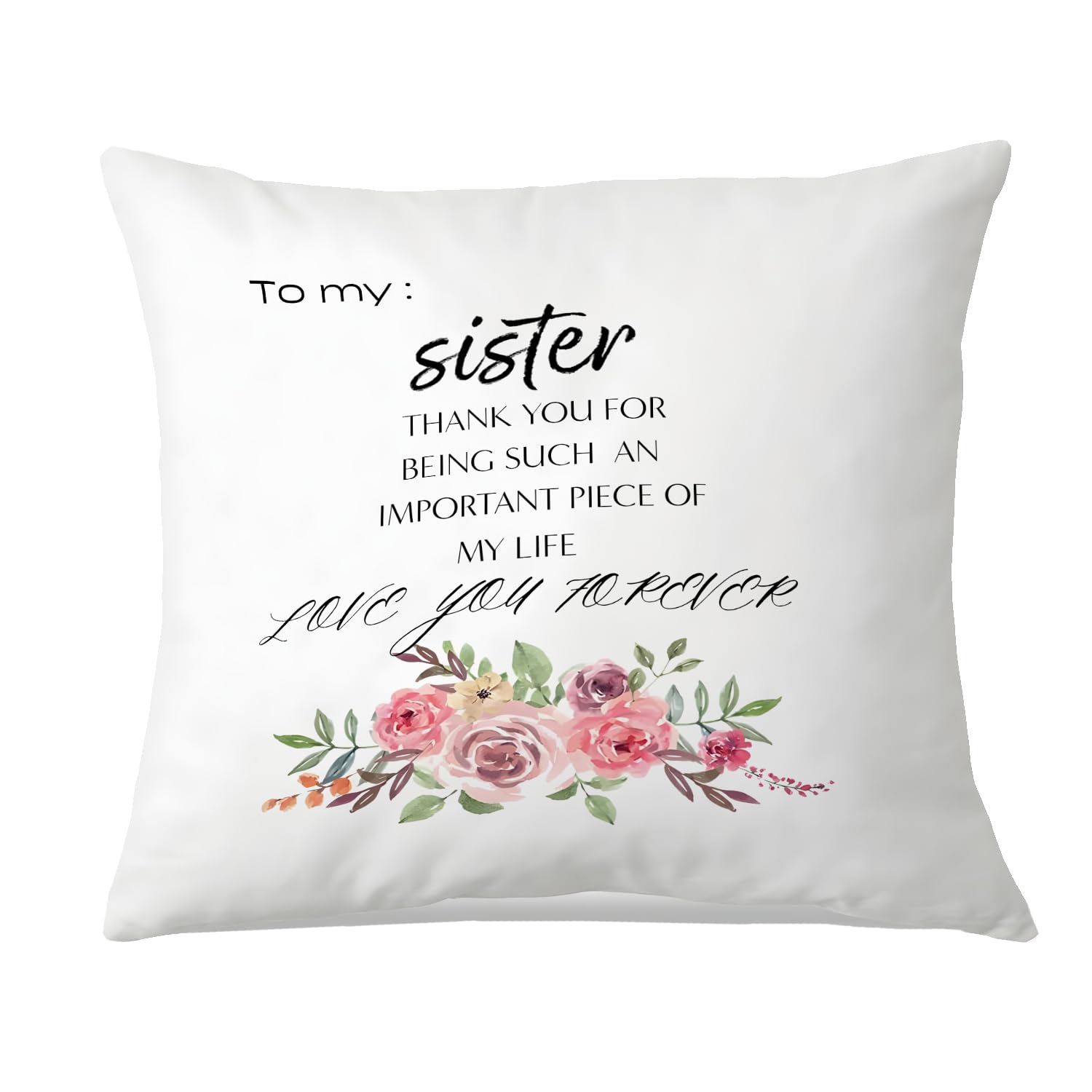 EVER-GOING TUNE Sister Gifts from Sister Pillowcase 18x18Inch Friendship Soul Gifts for Women Sister Birthday Gifts Idea Present