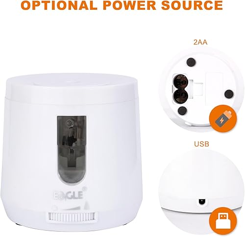 Miniatura 10 de Eagle Sacapuntas con bateríaUSB, sacapuntas eléctrico con alta capacidad, función de parada automática, puntos de lápiz ajustables, perfecto para
