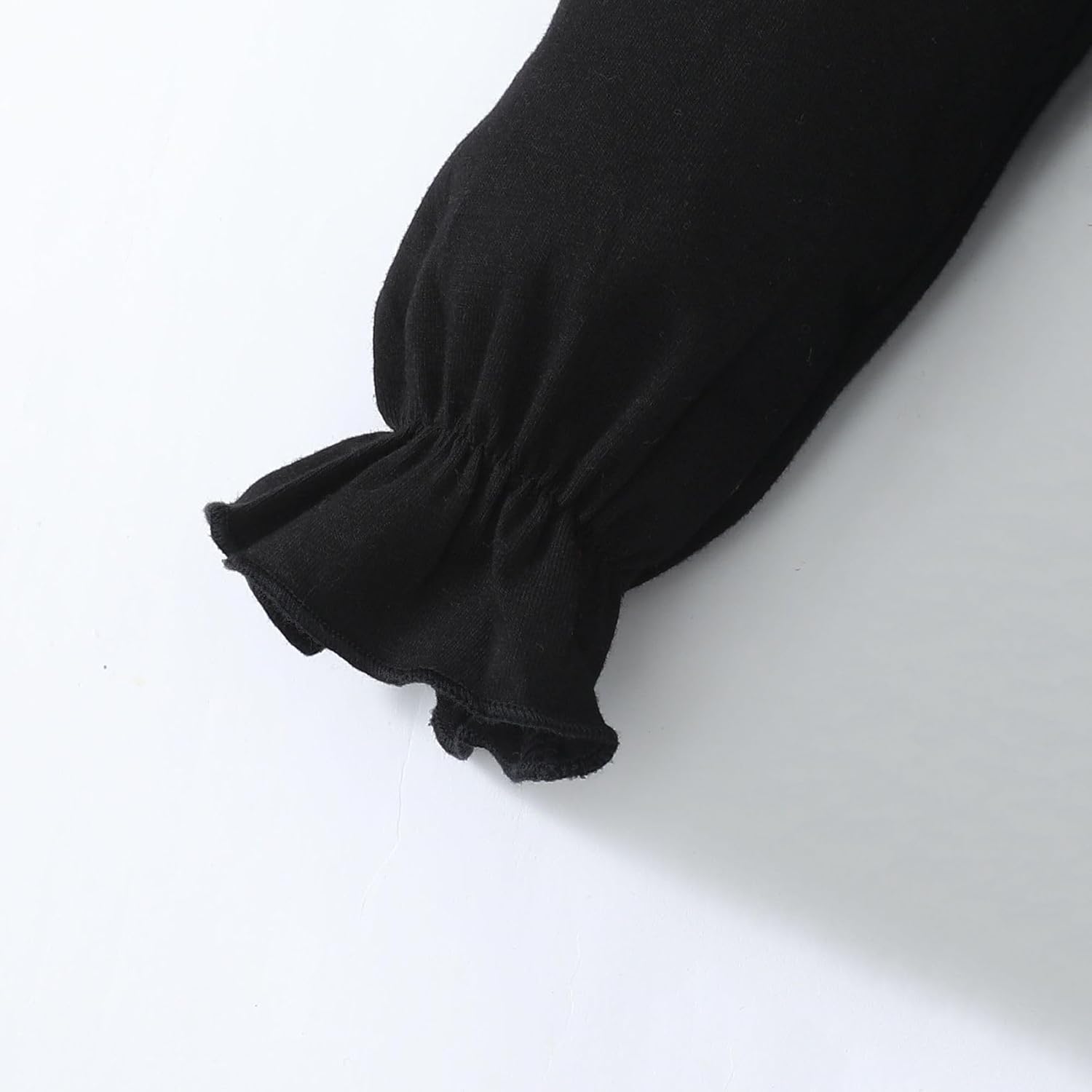 Magic Park 12M-14Y Toddler Girl Long Sleeve Blouse Kids Solid Color Tee Little Girls Ruffle Cuffs T-Shirt Winter Casual Tops - Image 4