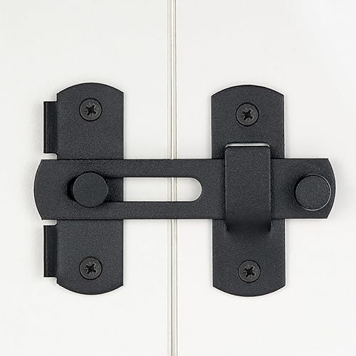 Miniatura 10 de Paquete de 6 pestillos para puerta de granero, 3.93 x 2.75 pulgadas, acero inoxidable negro mate, cerraduras de puerta abatibles, cerraduras de