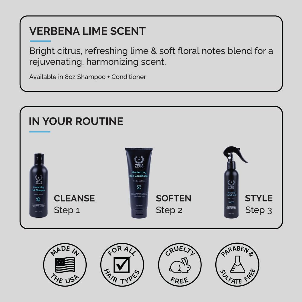 ZEUS Advanced Hair Wash Set for Men, Moisturizing Shampoo & Conditioner Duo with Fruit Extracts & Argan Oil for Smooth, Healthy, Restoring Hair (Made in USA) Combo Set - Image 6