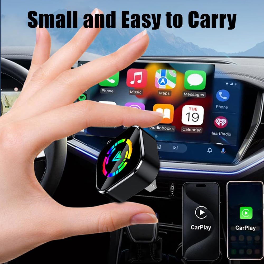Adattatore wireless CarPlay 2025, Dongle CarPlay Wireless Car Play Adattatore Bluetooth 5.0 Plug & Play, Mini USB Car Play Adattatore di facile installazione adatto per auto post 2016