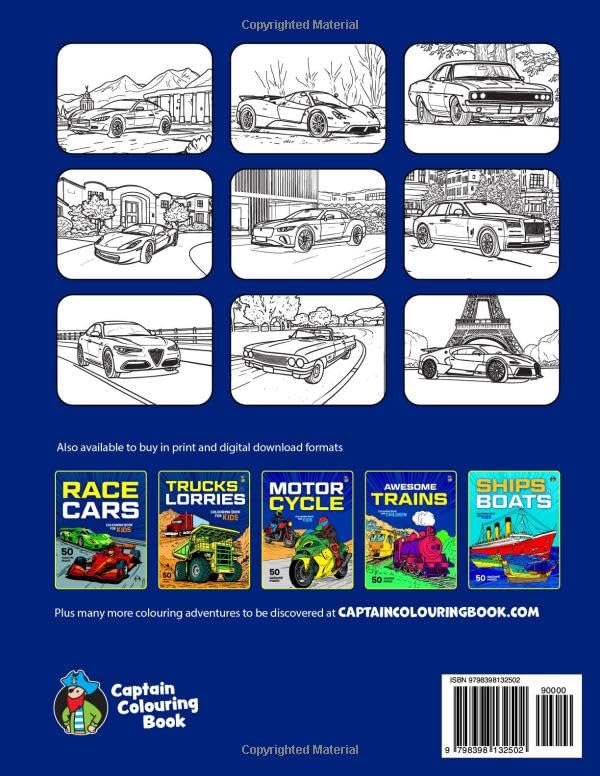 Miniatura 2 de Cool Cars Colouring Book for Kids 50 Awesome Colouring Pages of Supercars, Hypercars, Race Cars and Classic Cars for Boys and Girls Aged 5 and up.