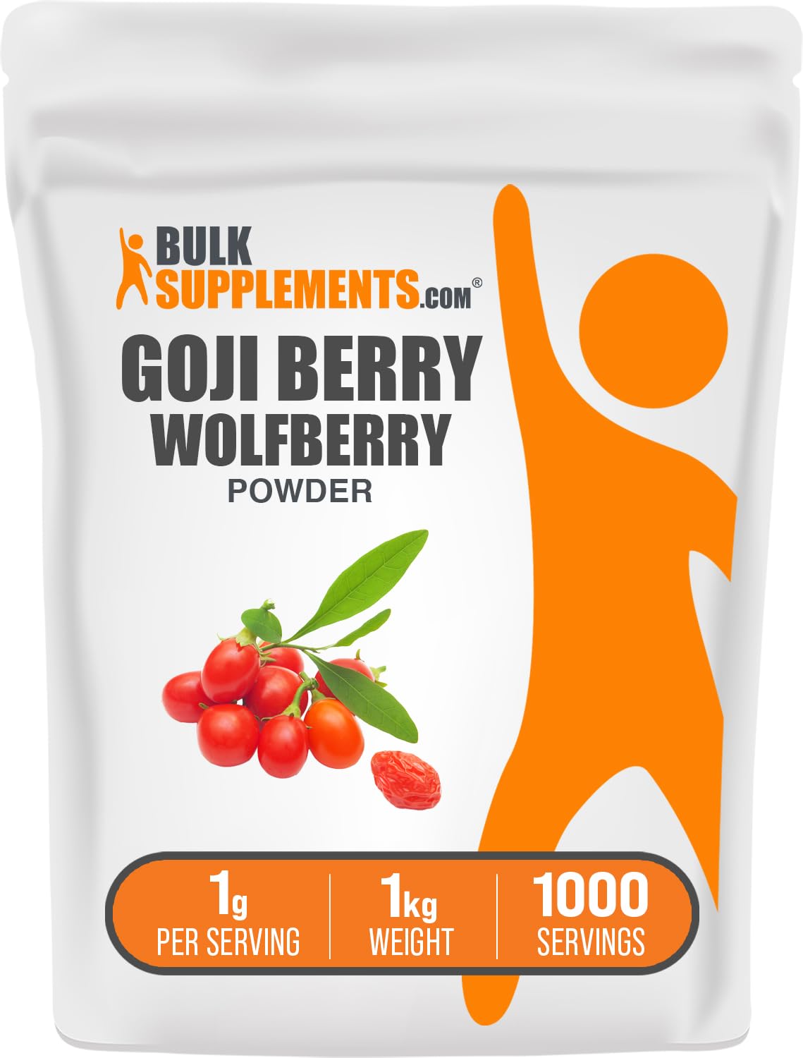BulkSupplements.com Goji Berry Powder - Goji Berries Supplement, Wolfberry Powder - Vegan & Gluten Free, 1g per Serving, 1kg (2.2 lbs) (Pack of 1)