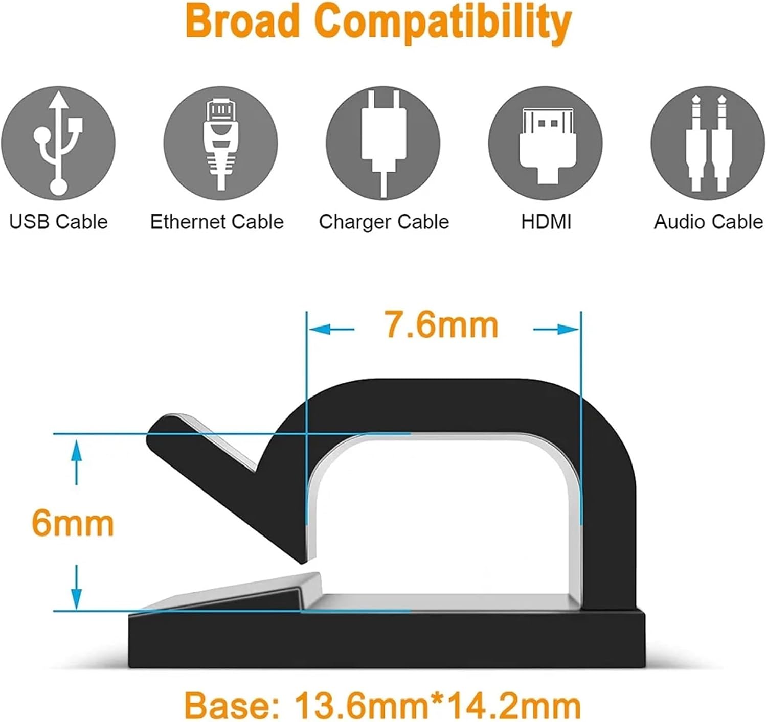 Cable Management Clips 100pcs Cable Winder Desktop Organizer Management Clip for TV PC Ethernet(Clear)