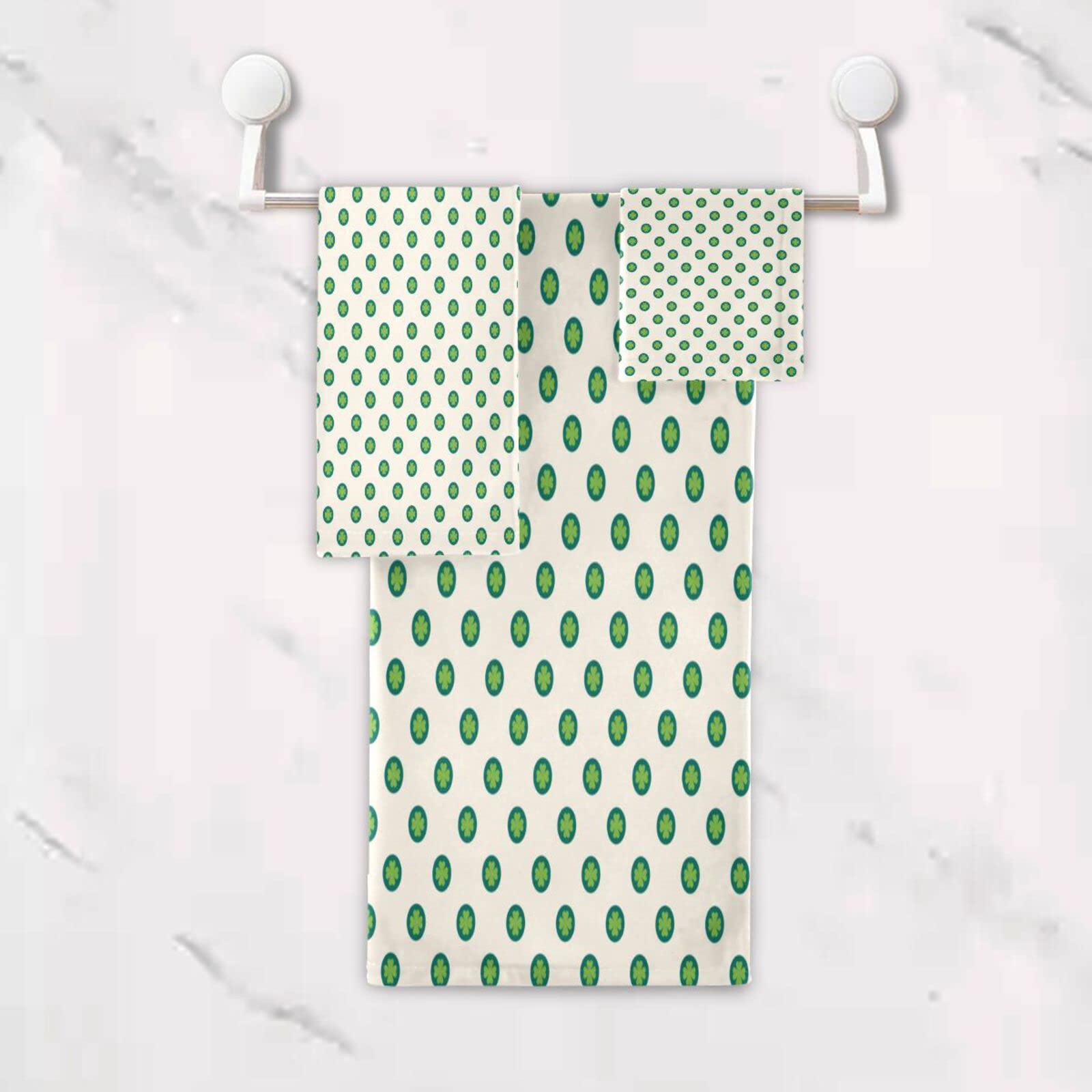 Patrón De Lunares De Hierba Floral Juego de Toallas para Baño Playa 100% Algodón de Piscina Toalla (1 Toalla de Baño y 1 Toalla de Mano y 1 Paño de Lavado) para Nadar Hotel Niñas Niños Niños