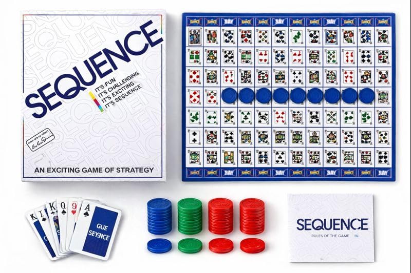 Image of The Original Sequence, Strategy Game, Card Game, Board Game for Kids, Adults, Families, Educational, 2 to 12 Players, Family Fun, Activity Toy for Childrens, Gift Set for Kid, Ages 7+ Years