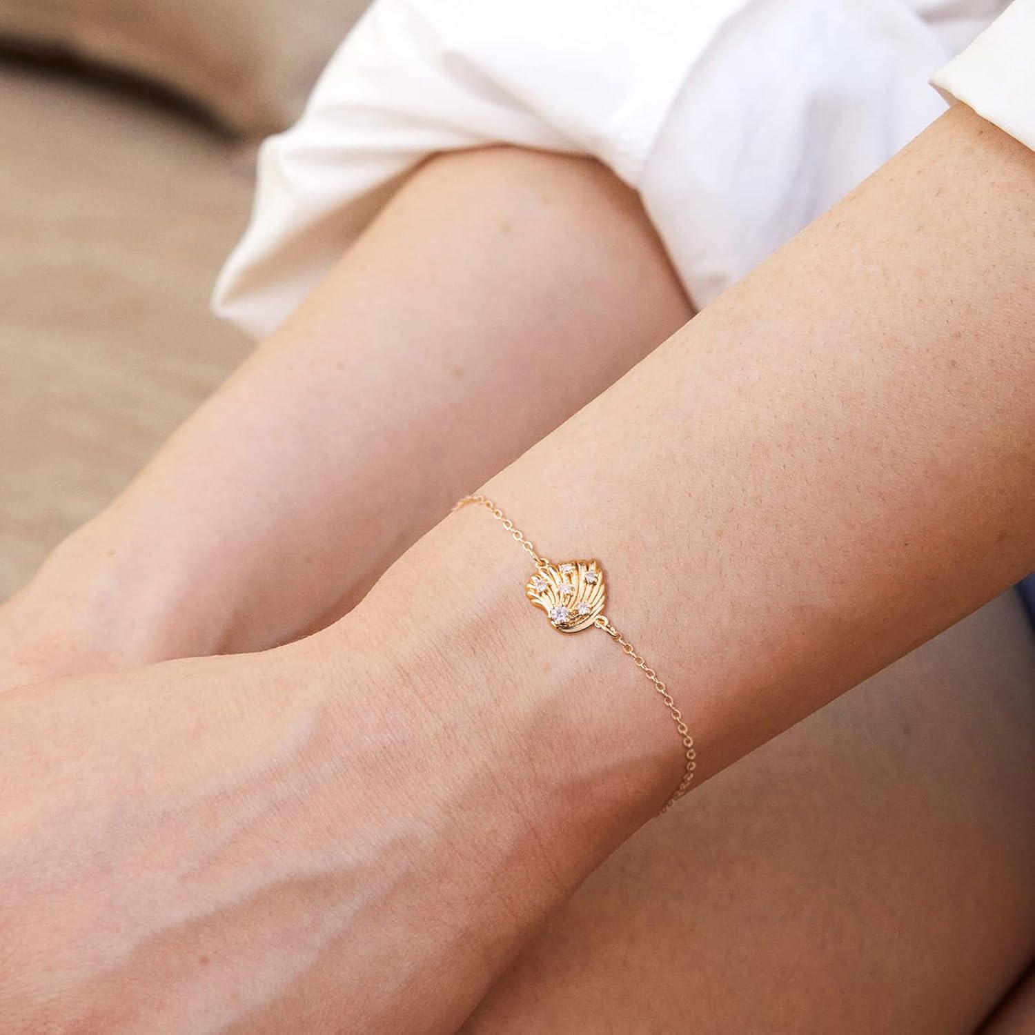 VACRONA Gold Tiny Beaded Bracelet 14K Gold Plated Chain Bracelets for Women Dainty Handmade Bracelet Adjustable Chain Jewelry Gifts - Image 2