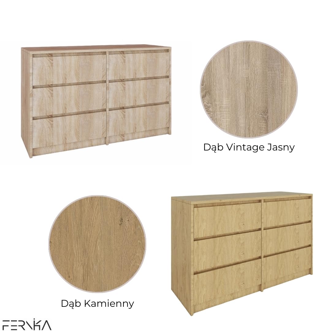BDW - Cómoda 6 cajones 120 cm - Almacenaje - Cómoda - Bebé, Niños, Adultos, Salón - Construcción sólida - 120x77x43 cm - Cachemira