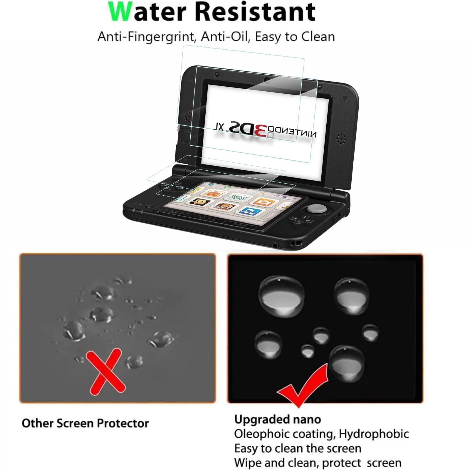 MEMELOKA Verre Trempé pour Nintendo 3DS XL/3DS LL, 2+2 Pièces 9H Dureté [Anti-Rayures][Sans Bulles][Haute Définition] Protection Écran