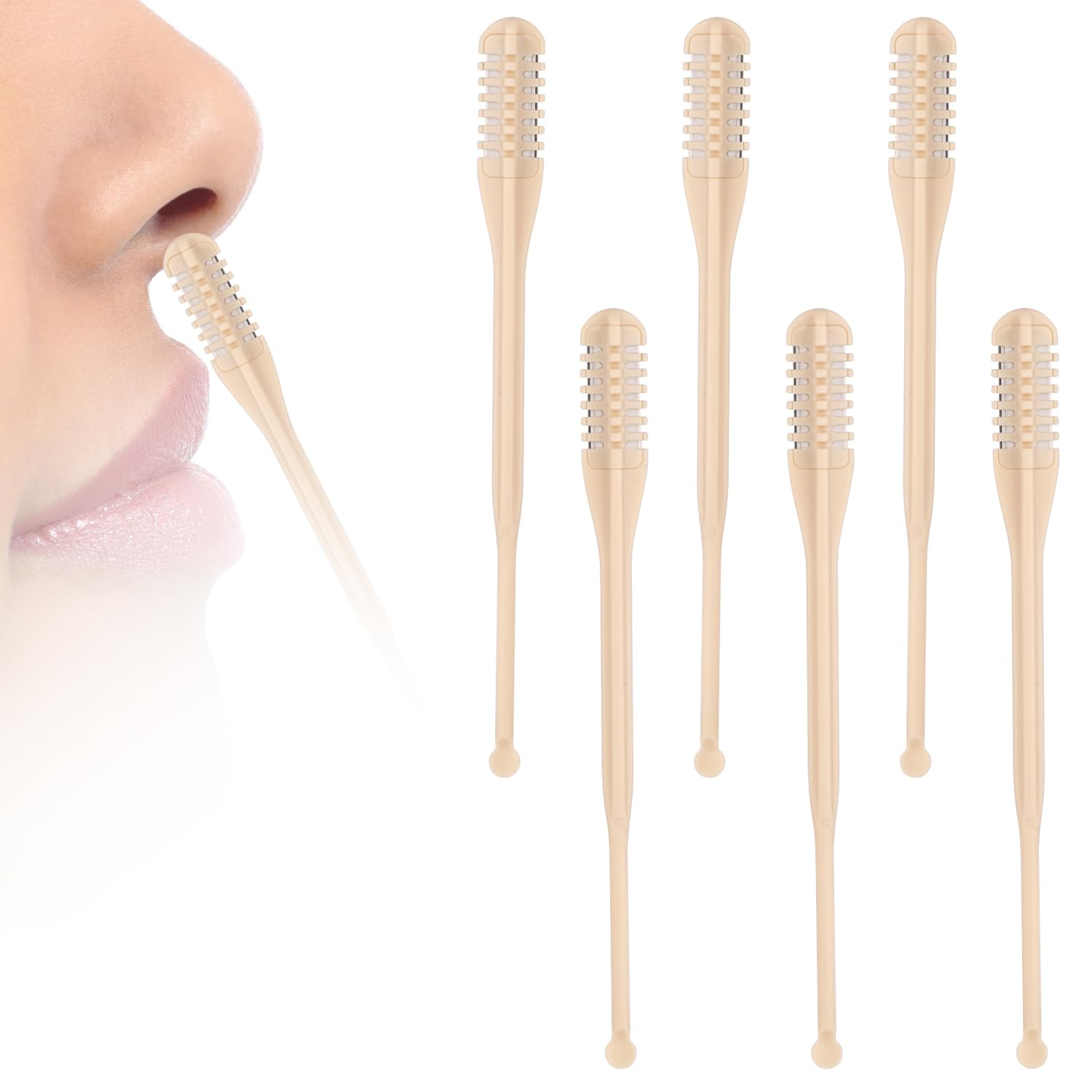 6pcs 2-in-1 Nasal Hair Cutter Portable Nostril Hair Trimmer with Ear Picker Manual Double Sided Nose Hair Knife