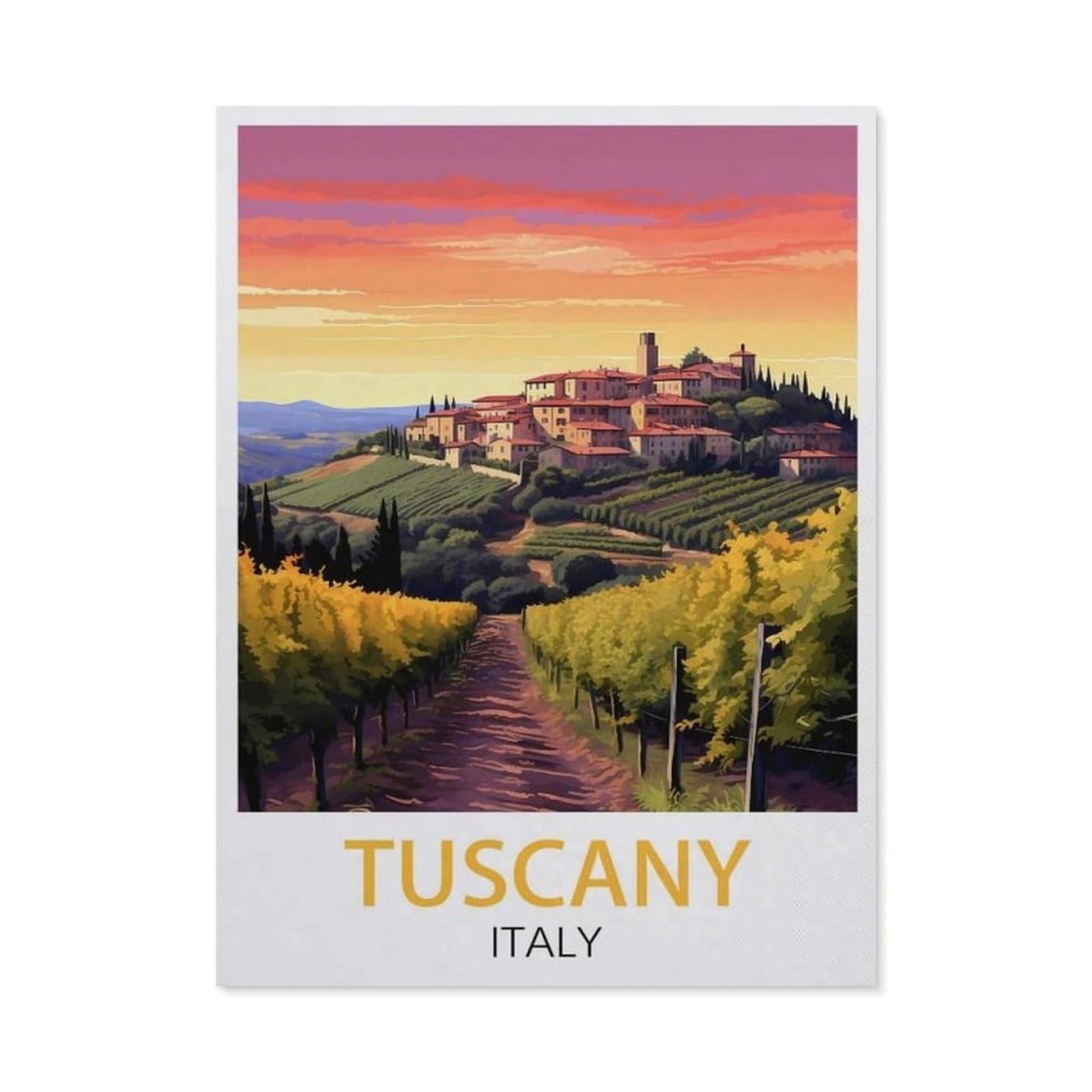 Vintage Wall Decor Metal Poster Plaque，Tuscany Italy(15x30cm）