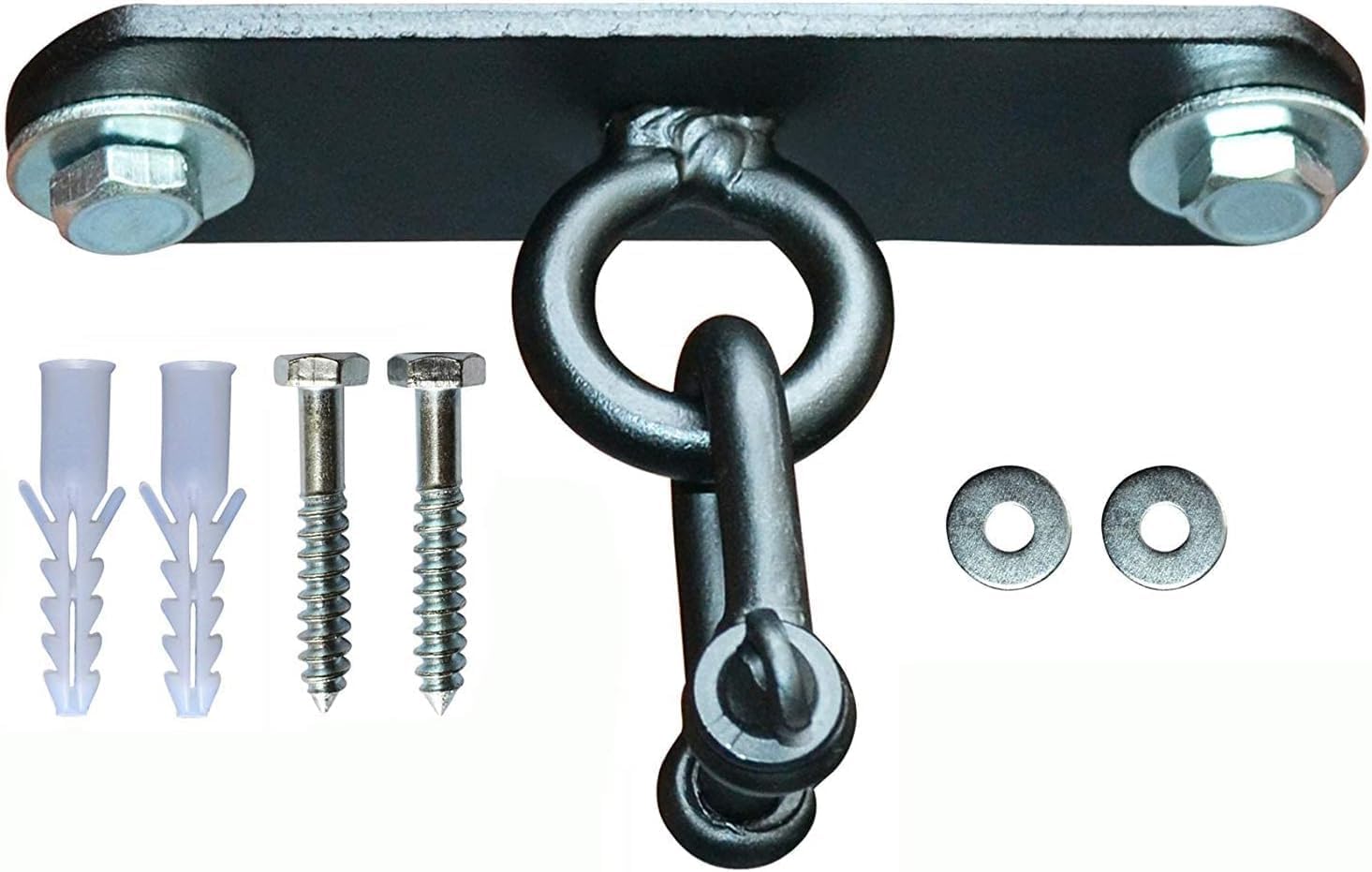 AQF Boxing Punch Bag Iron Ceiling Hook | Heavy-Duty Boxing Bracket Swivel for Hanging Punching Bags | 18-Gauge Ceiling Mount Hanger with D-Shackle, Bolts & Wall Plugs | Holds up to 150 kg
