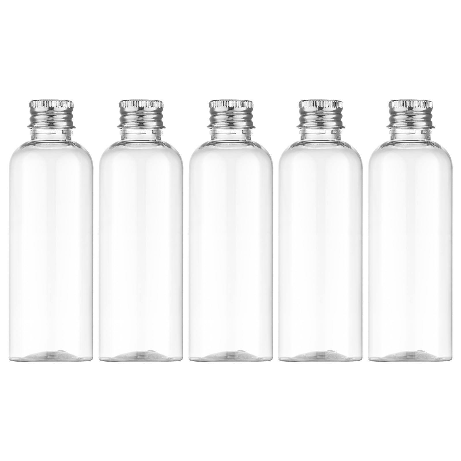 Tekson Plastic Travel Bottles 3.4 oz, Travel Size Containers for Shampoo, Empty Mouthwash Bottles with Silvery Screw Cap (100ml, Clear)