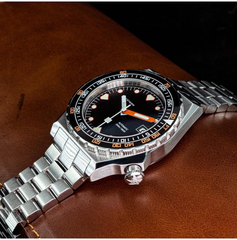 Seestern S407 Automatico Acciaio Ceramica Nero Datario Diver Orologio Uomo