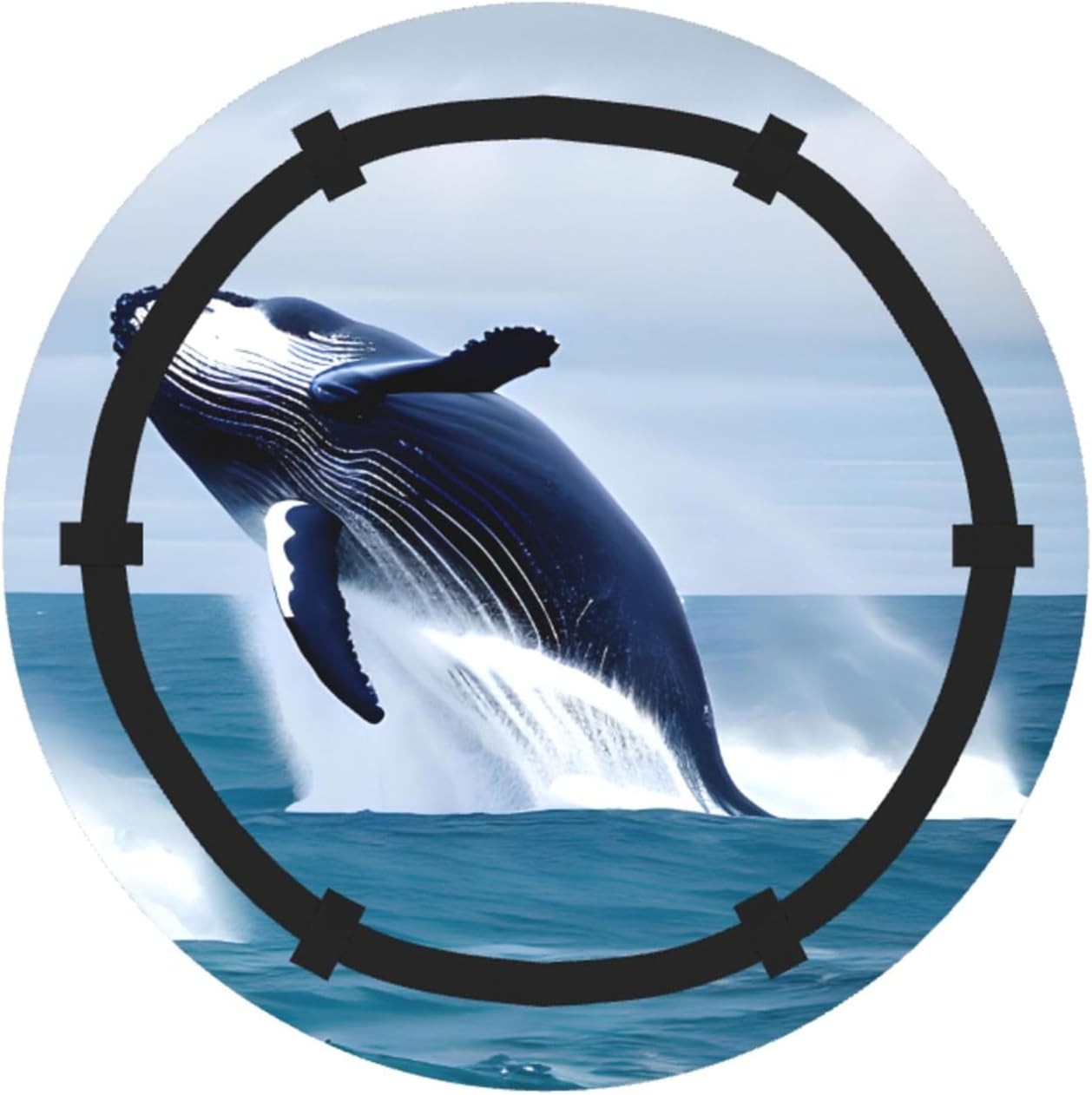 Whales at sea Foldable Camping Tote Bag-2-in-1 Picnic Blanket with Carry Bag, Waterproof Round Mat for Beach Park, Portable Outdoor Storage Organizer