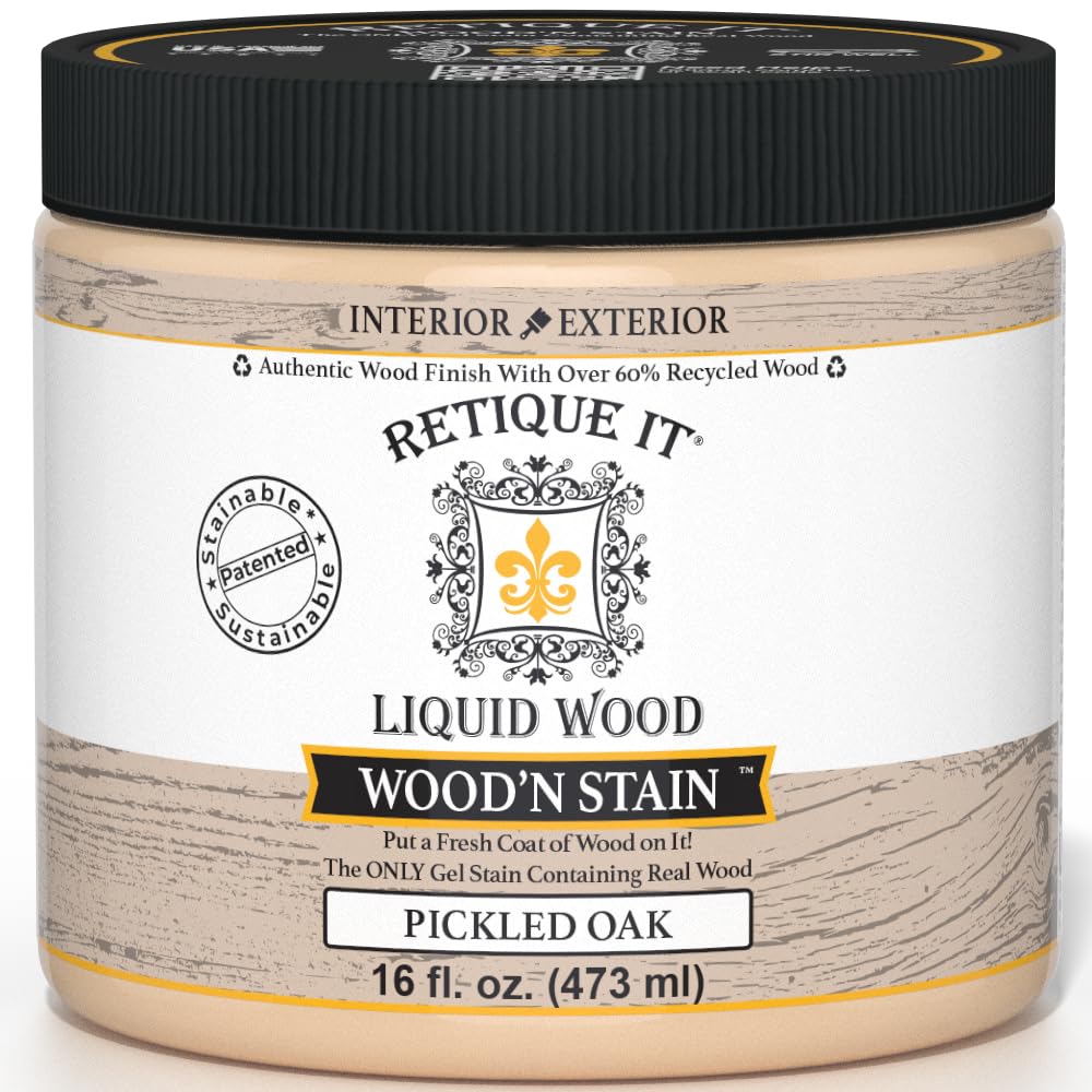 Retique It Wood'n Stain - Liquid Wood Gel Stain Interior/Exterior (16 oz (Pint), 70 Pickled Oak)