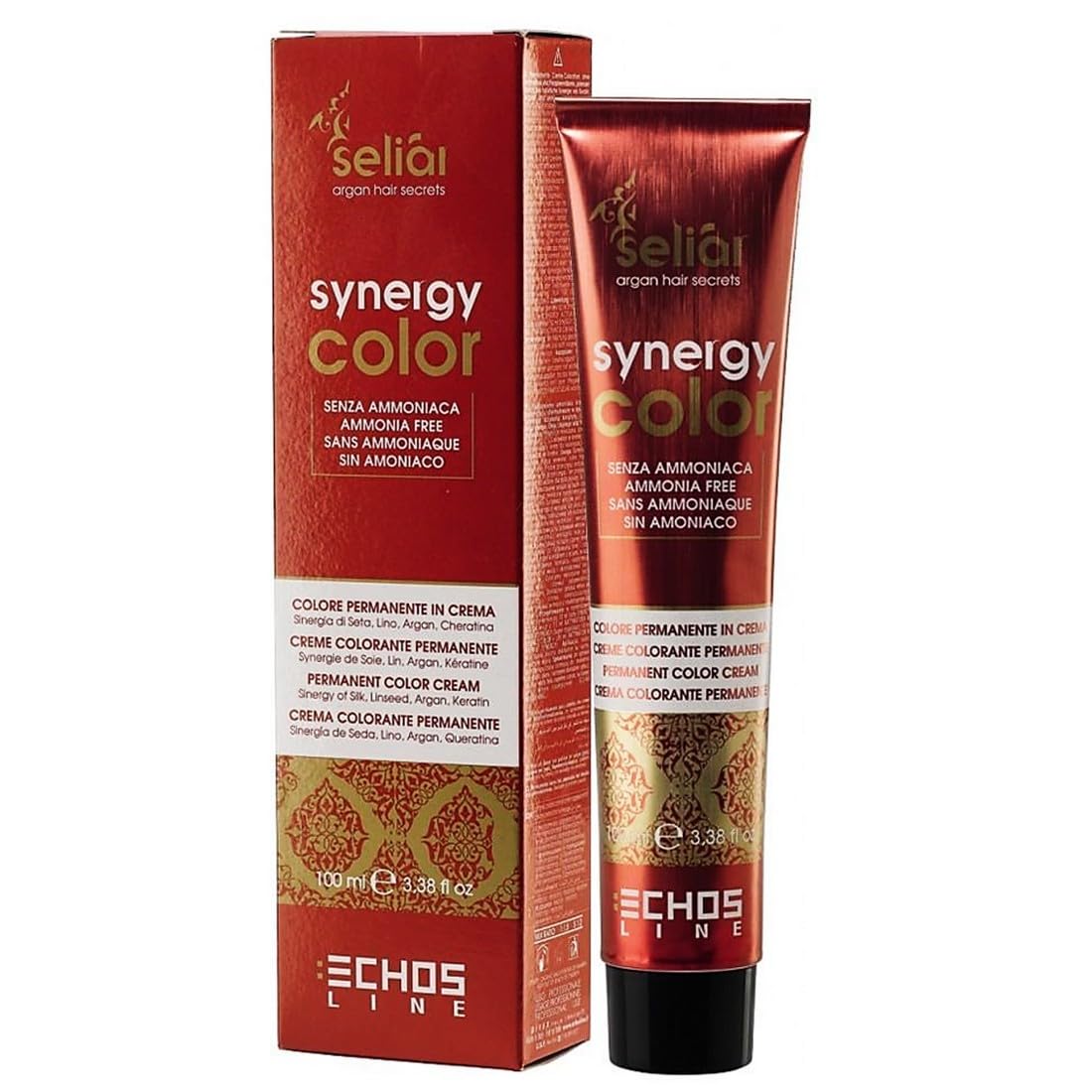 Echosline Seliàr Synergy Color-Coloración en Crema sin amoníaco Rubio cobrizo Dorado Oscuro (6.34), 100mL