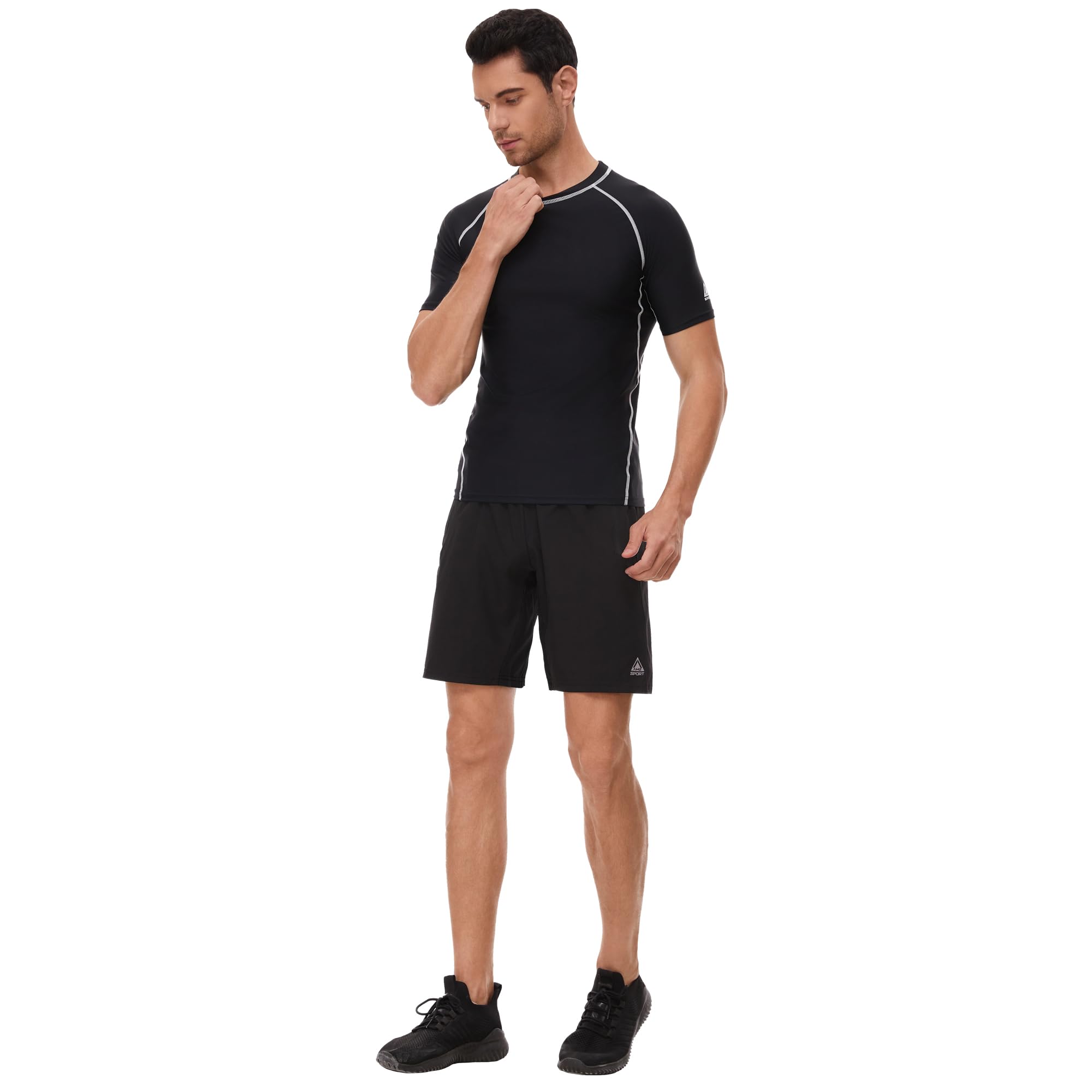 AMZSPORT Maglietta Rash Guard da Uomo, Protezione UV UPF 50+, T-Shirt a Manica Corta, Gilet di Protezione Solare ad Asciugatura Rapida per Nuoto, Surf, Pesca, Corsa
