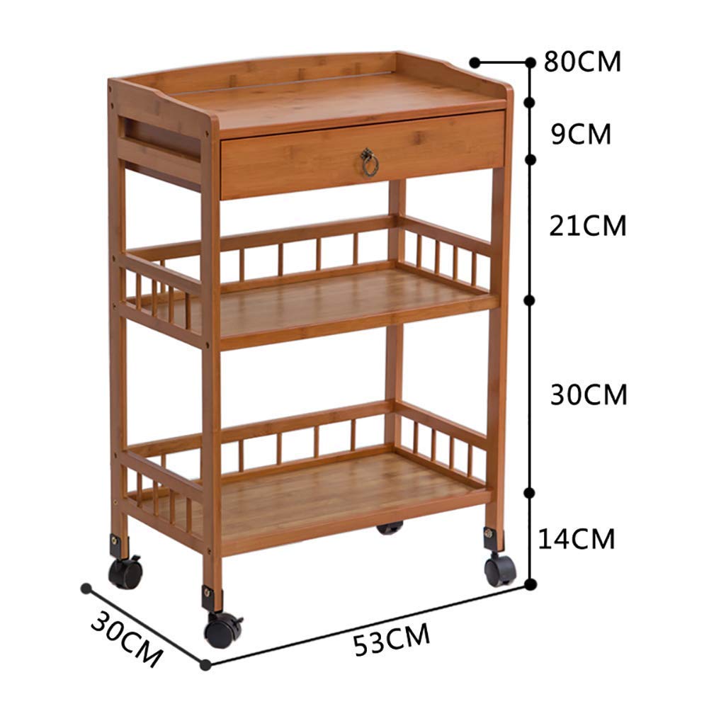 Ruchome Trolleys Stojak Do Przechowywania Wózek Wózek Medyczny Narzędzie 3 -Poziomowy Wózek Kuchenny Z Szufladą, Trwały Sprzęt Medyczny Wózek Narzędziowy Z Uniwersalnym Kołem Hamulcowym/Wood Co